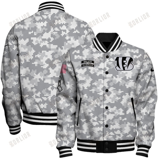 Cincinnati Bengals National Football League 2024 Arctic Camo Unisex Varsity Jacket