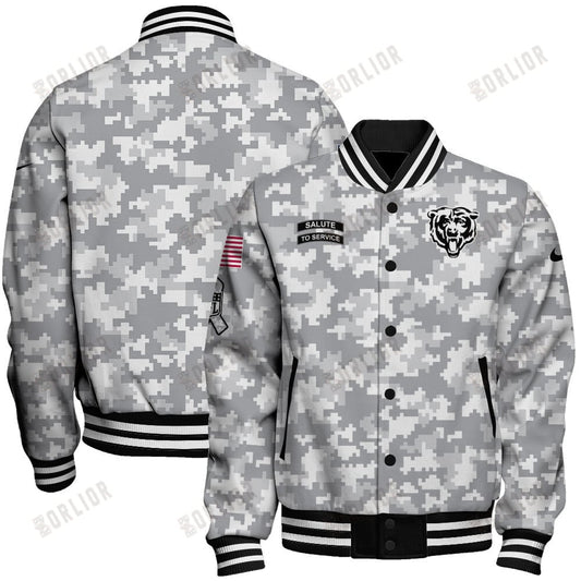Chicago Bears National Football League 2024 Arctic Camo Unisex Varsity Jacket