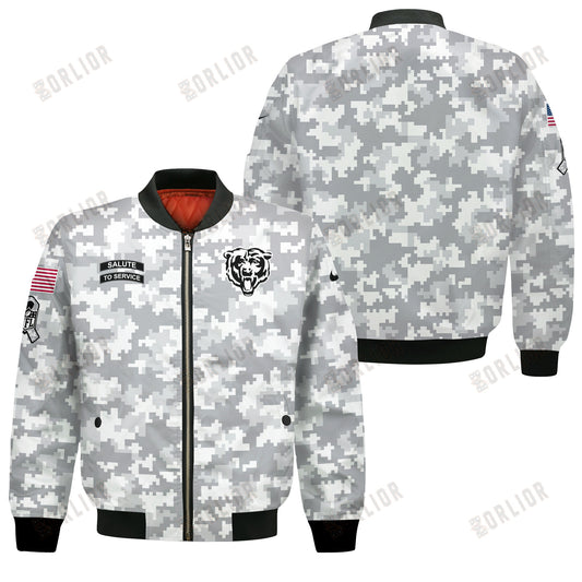 Chicago Bears National Football League 2024 Arctic Camo Bomber Jacket