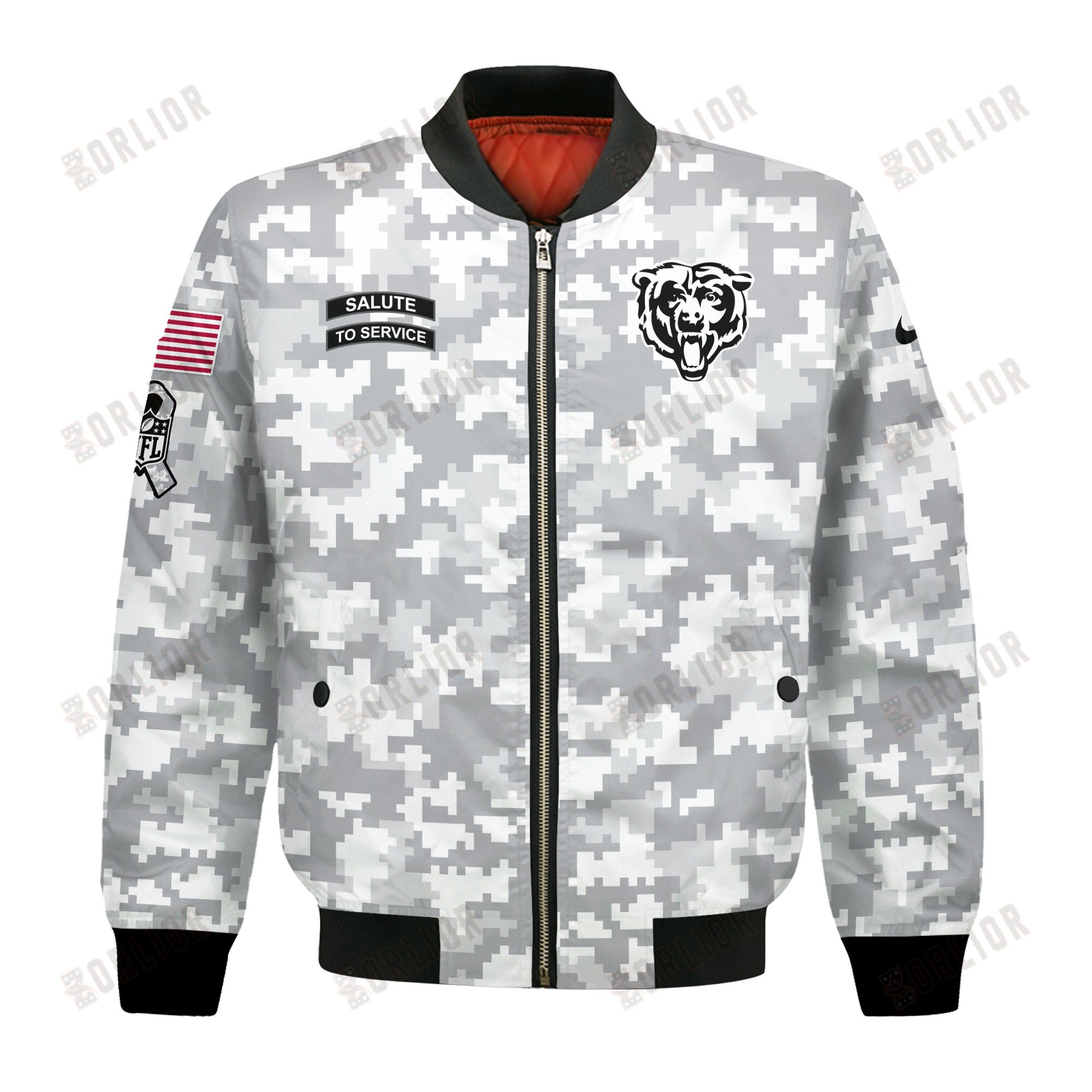 Chicago Bears National Football League 2024 Arctic Camo Bomber Jacket