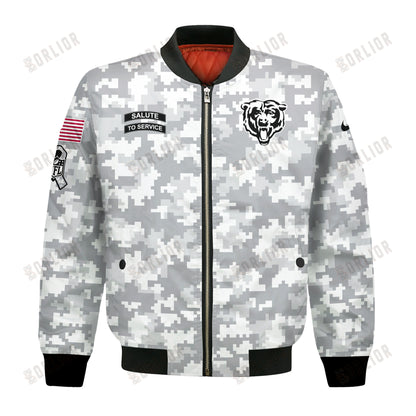 Chicago Bears National Football League 2024 Arctic Camo Bomber Jacket