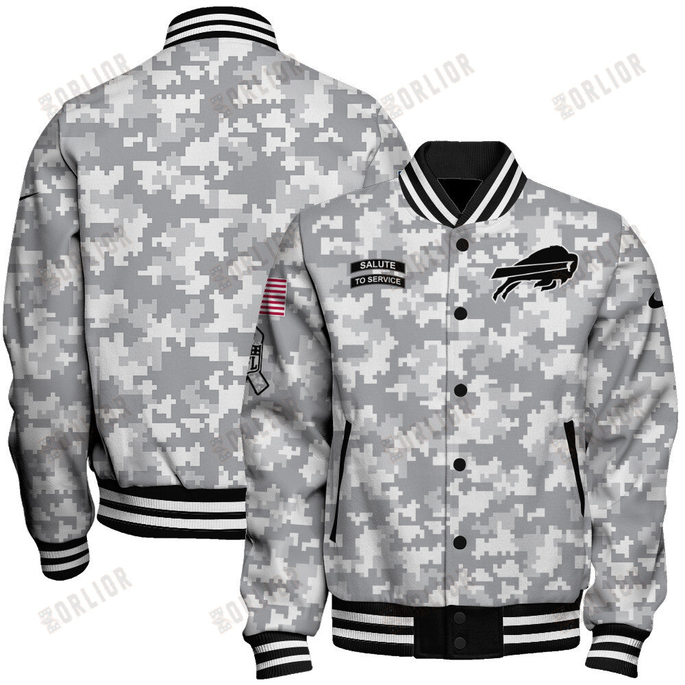 Buffalo Bills National Football League 2024 Arctic Camo Unisex Varsity Jacket