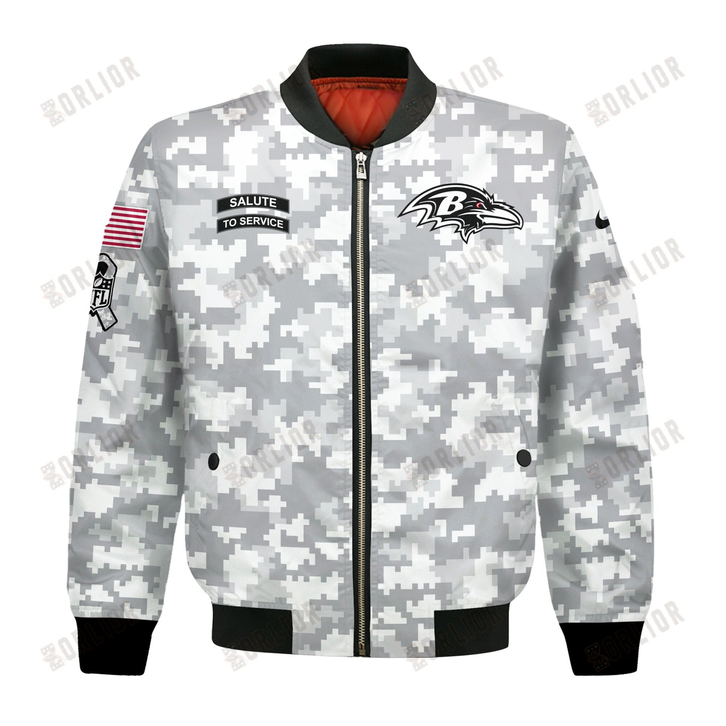 Baltimore Ravens National Football League 2024 Arctic Camo Bomber Jacket