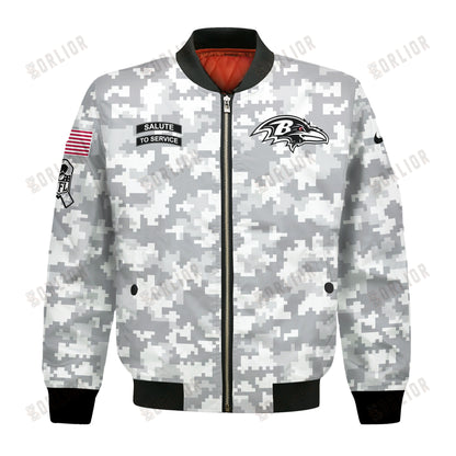 Baltimore Ravens National Football League 2024 Arctic Camo Bomber Jacket
