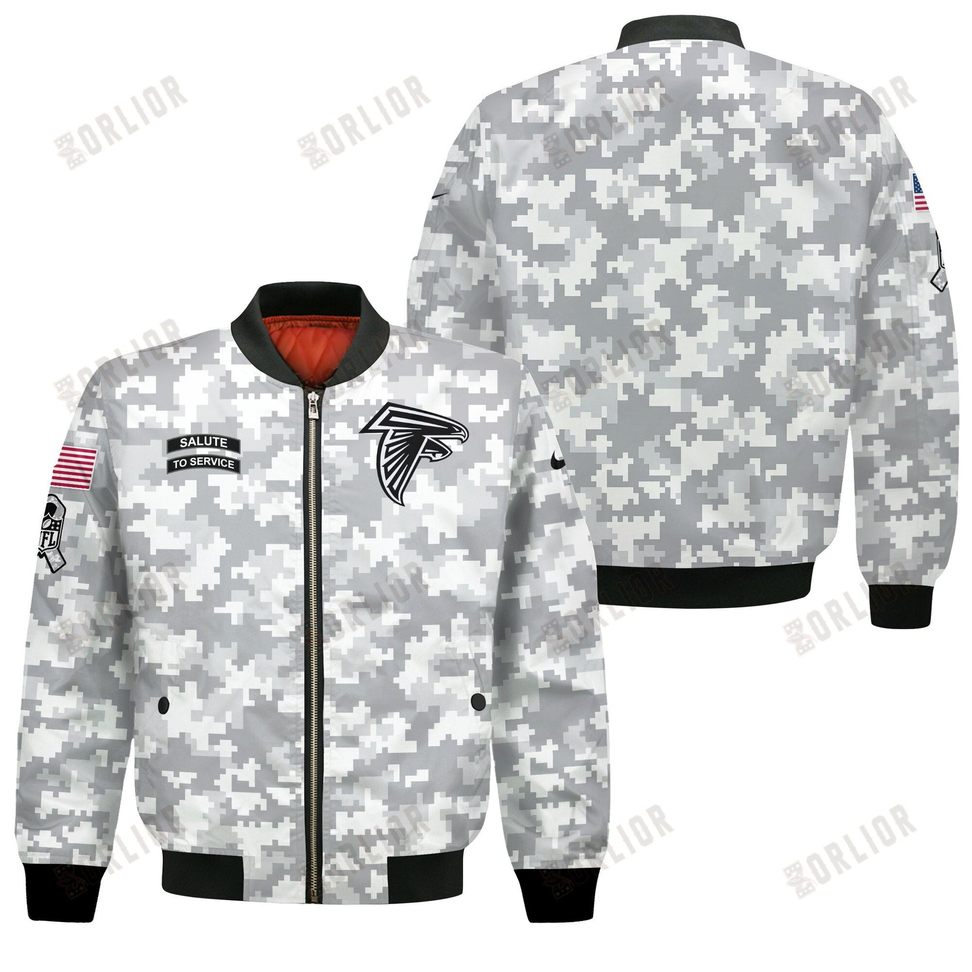 Atlanta Falcons National Football League 2024 Arctic Camo Bomber Jacket