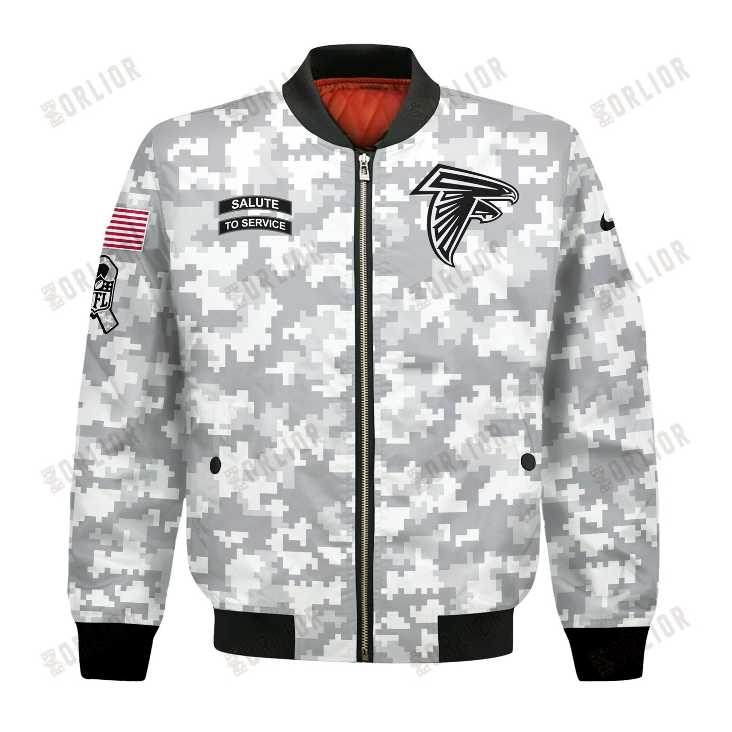 Atlanta Falcons National Football League 2024 Arctic Camo Bomber Jacket