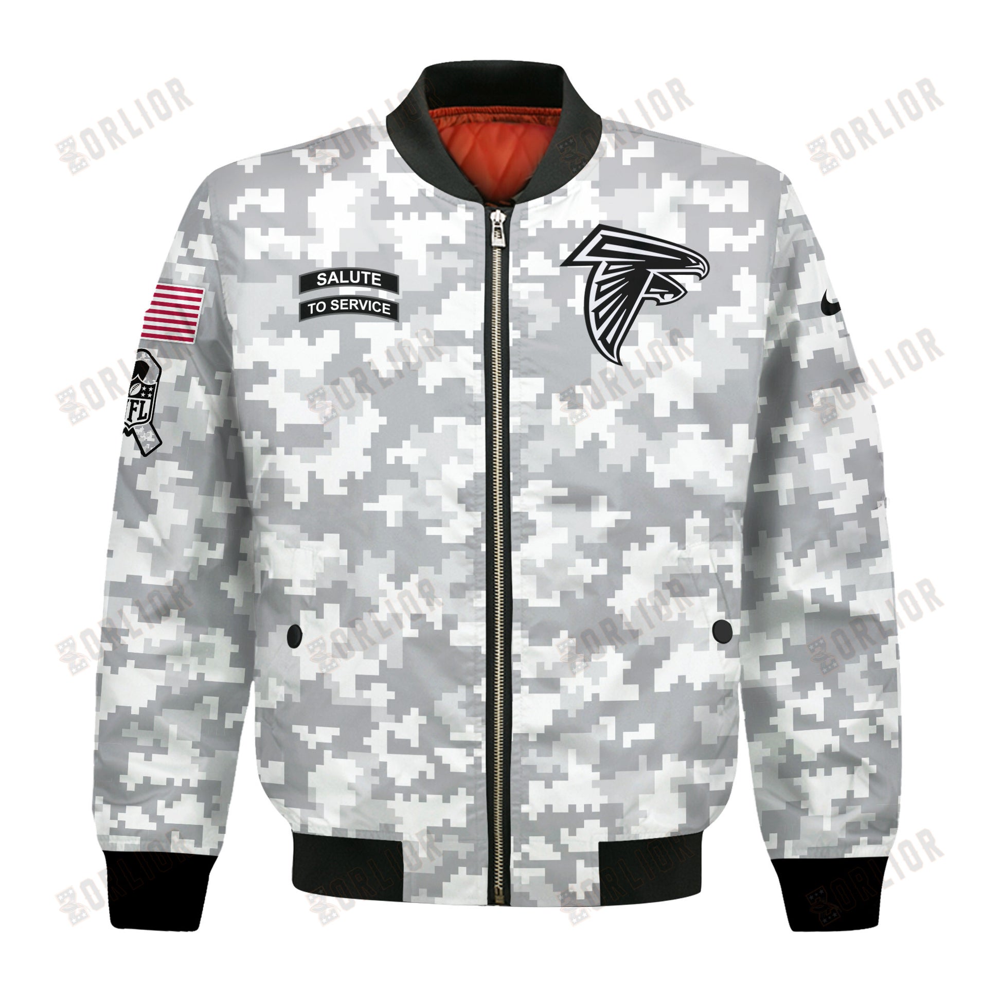 Atlanta Falcons National Football League 2024 Arctic Camo Bomber Jacket