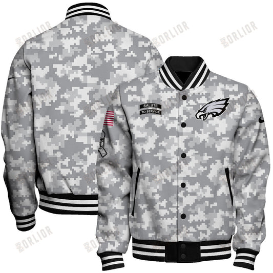 Philadelphia Eagles National Football League 2024 Arctic Camo Unisex Varsity Jacket