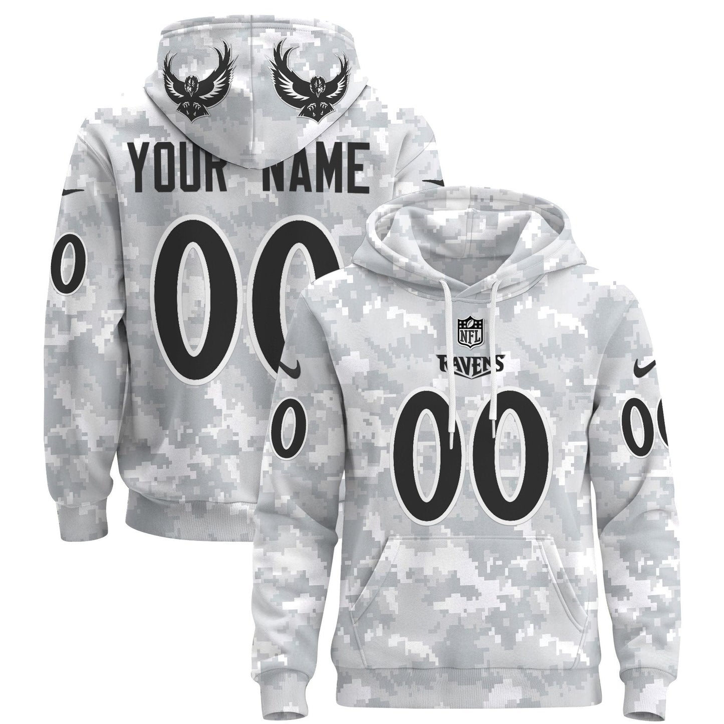 Ravens 2024 Salute to Service Custom Pullover Hoodie
