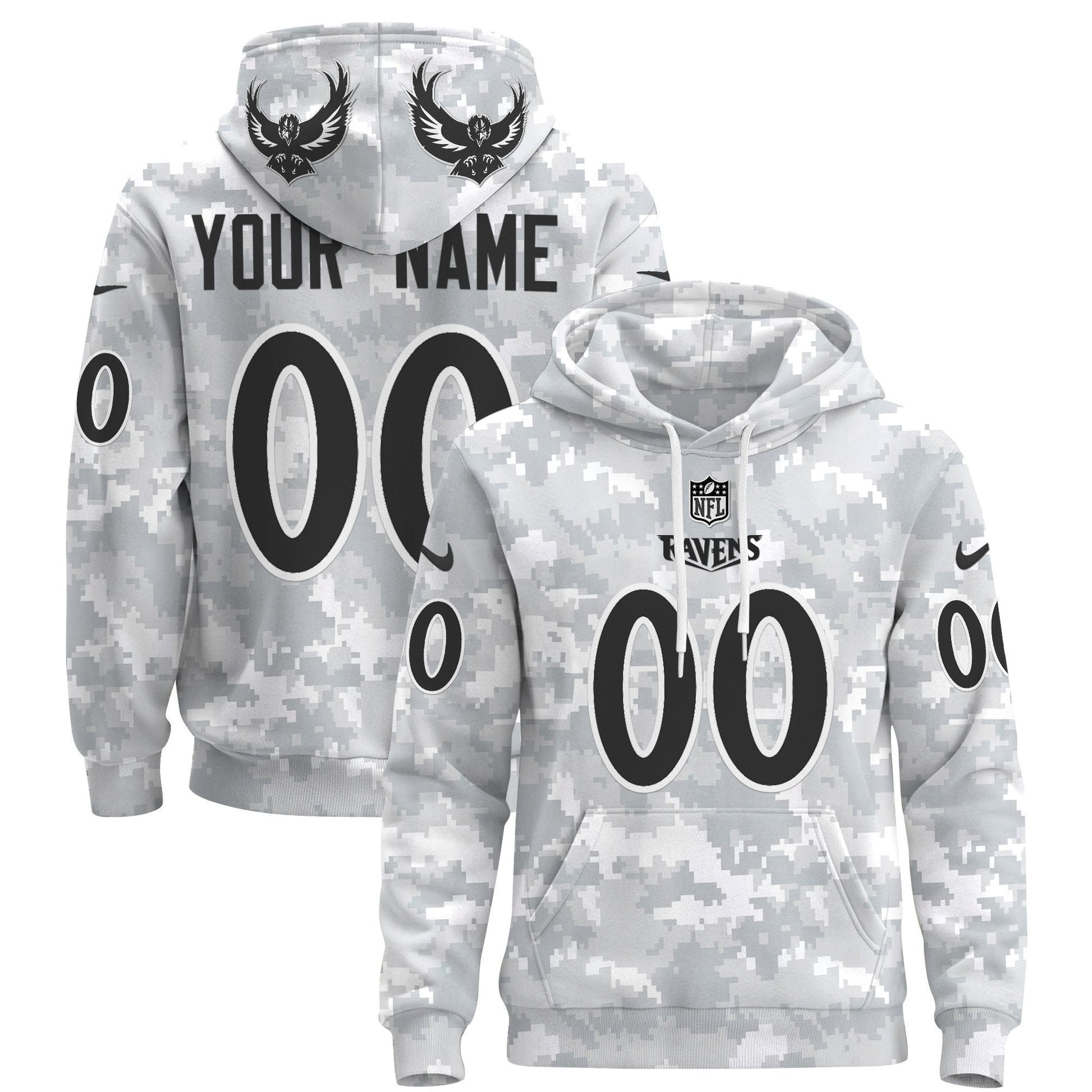 Ravens 2024 Salute to Service Custom Pullover Hoodie