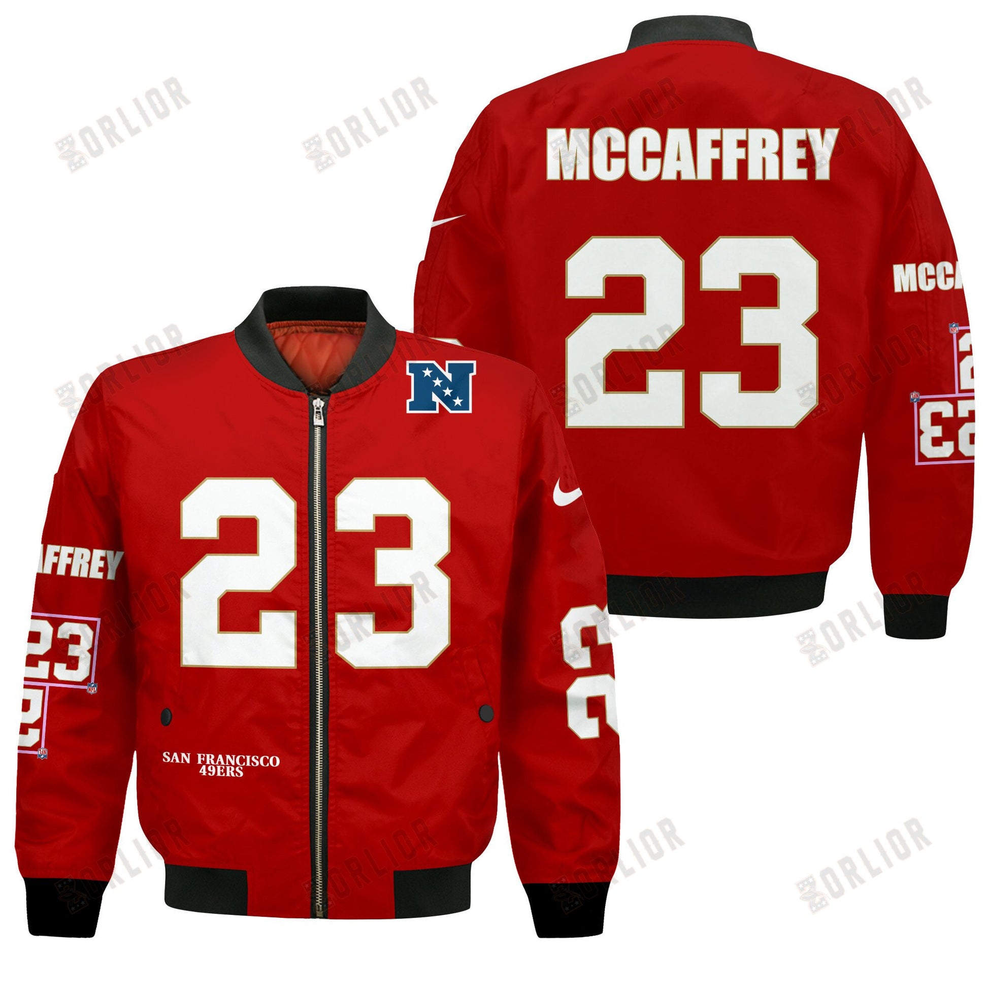 Christian McCaffrey #23 San Francisco 49ers National Football League 2024 Unique Design Bomber Jacket