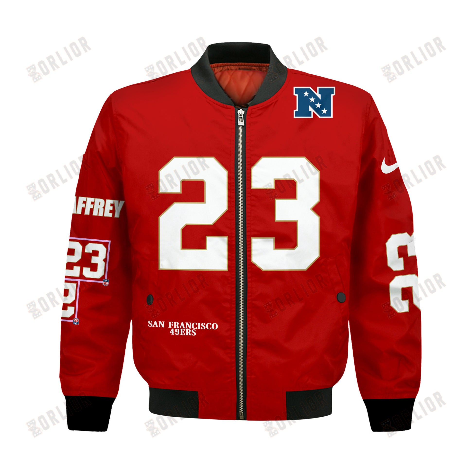 Christian McCaffrey #23 San Francisco 49ers National Football League 2024 Unique Design Bomber Jacket