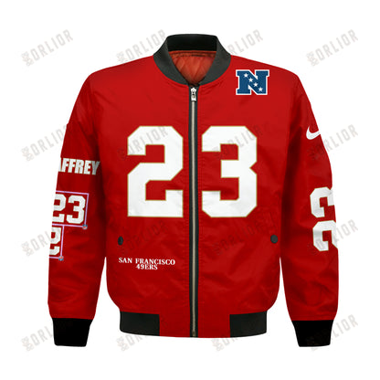 Christian McCaffrey #23 San Francisco 49ers National Football League 2024 Unique Design Bomber Jacket