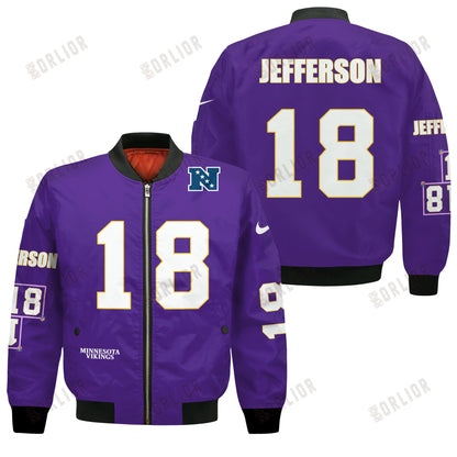 Justin Jefferson #18 Minnesota Viking National Football League 2024 Unique Design Bomber Jacket