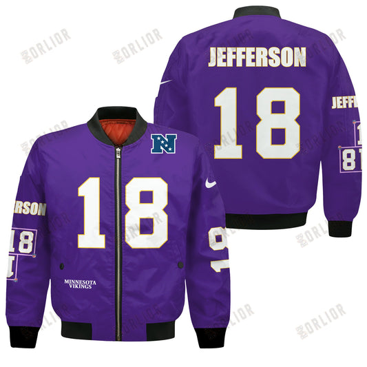 Justin Jefferson #18 Minnesota Viking National Football League 2024 Unique Design Bomber Jacket