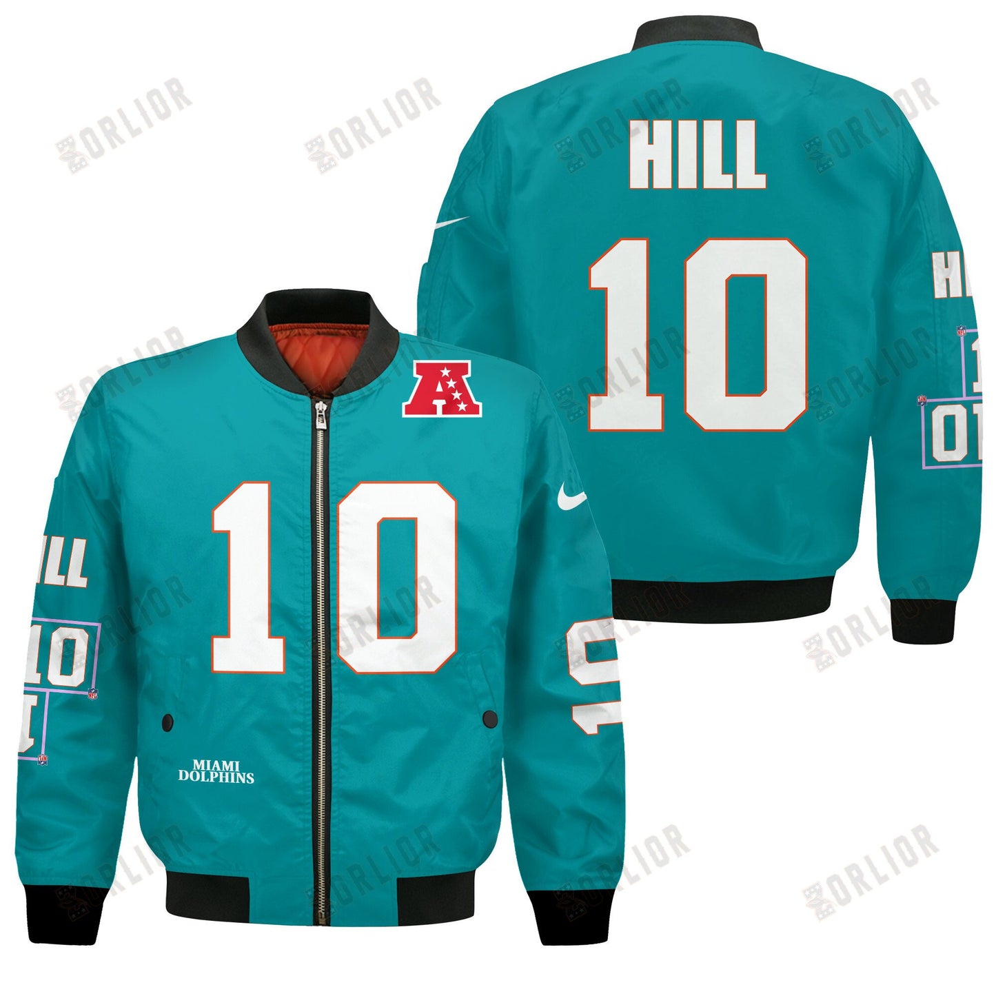 Tyreek Hill #10 Miami Dolphins National Football League 2024 Unique Design Bomber Jacket