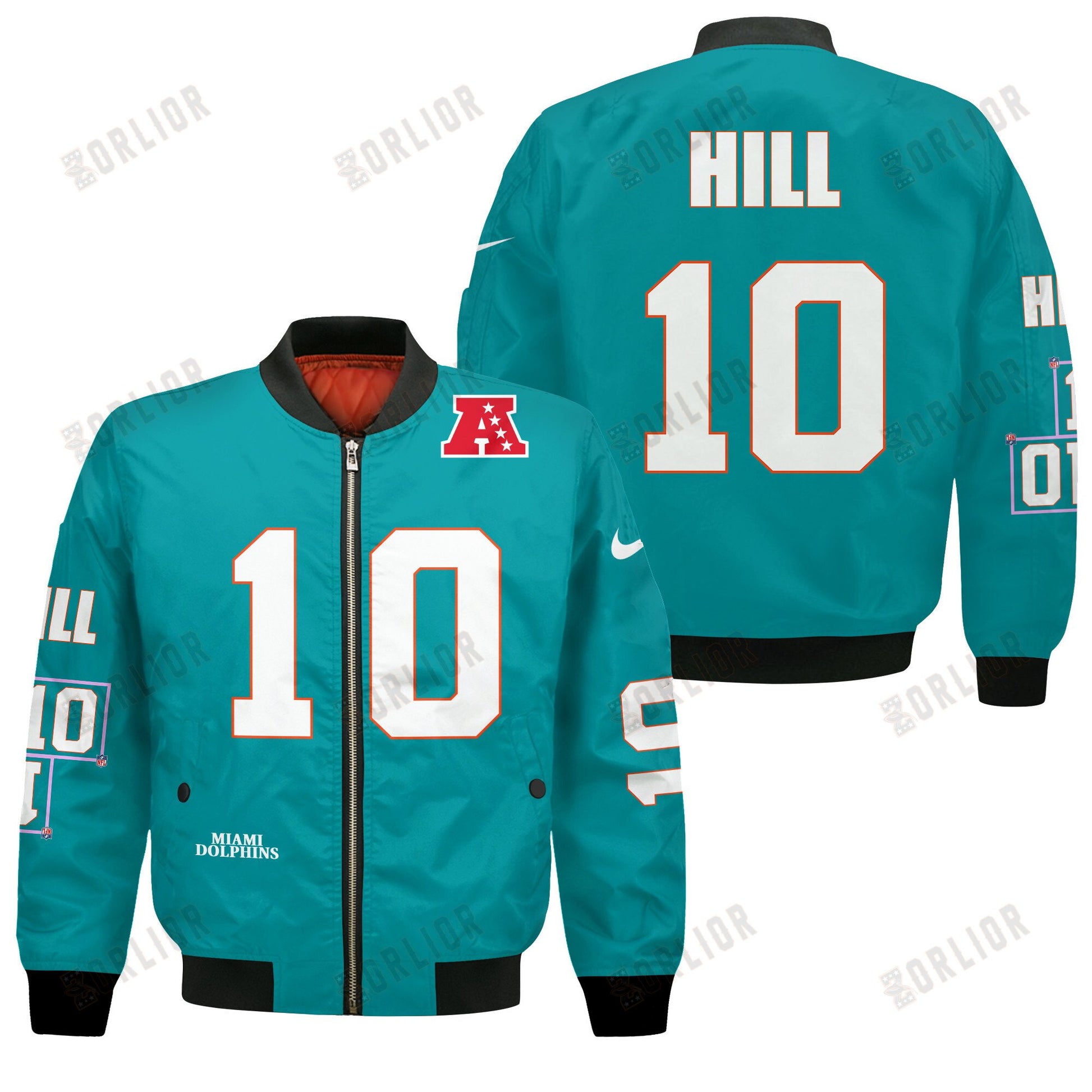 Tyreek Hill #10 Miami Dolphins National Football League 2024 Unique Design Bomber Jacket