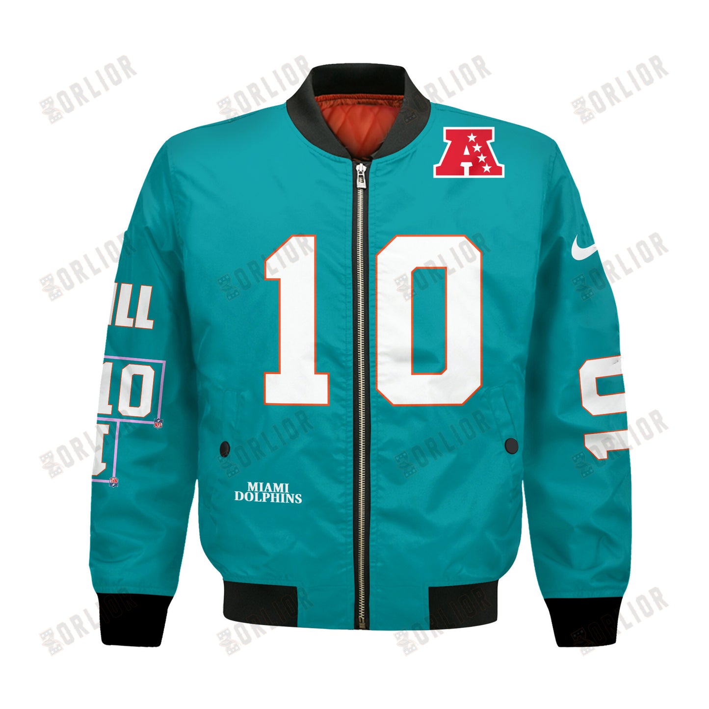 Tyreek Hill #10 Miami Dolphins National Football League 2024 Unique Design Bomber Jacket