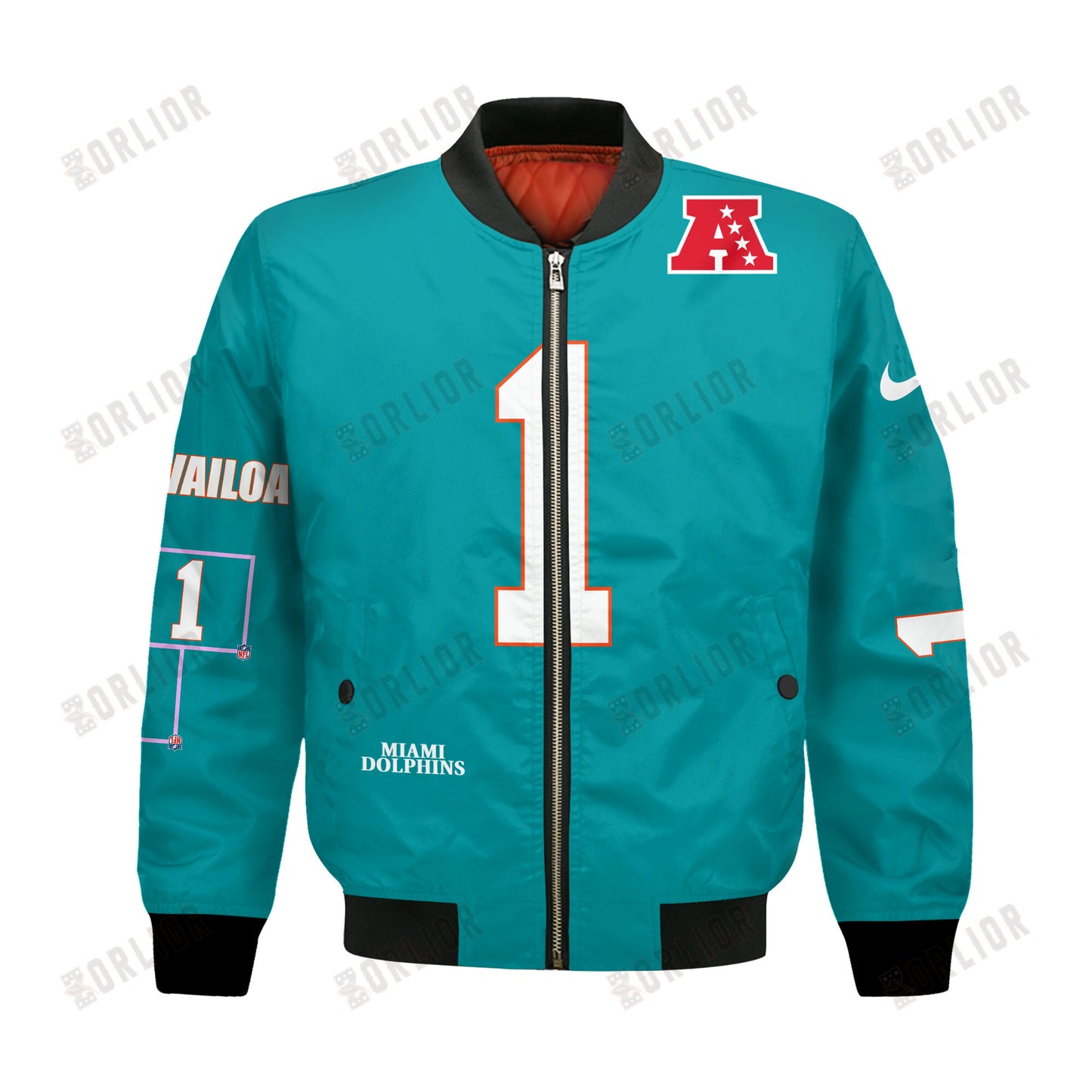 Tua Tagovailoa #1 Miami Dolphins National Football League 2024 Unique Design Bomber Jacket