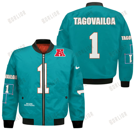 Tua Tagovailoa #1 Miami Dolphins National Football League 2024 Unique Design Bomber Jacket