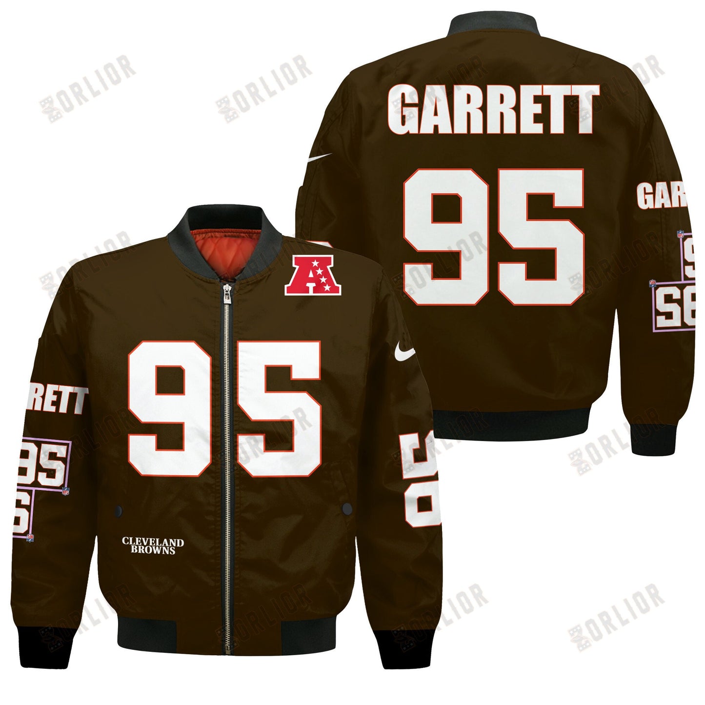 Myles Garrett #95 Cleveland Browns National Football League 2024 Unique Design Bomber Jacket