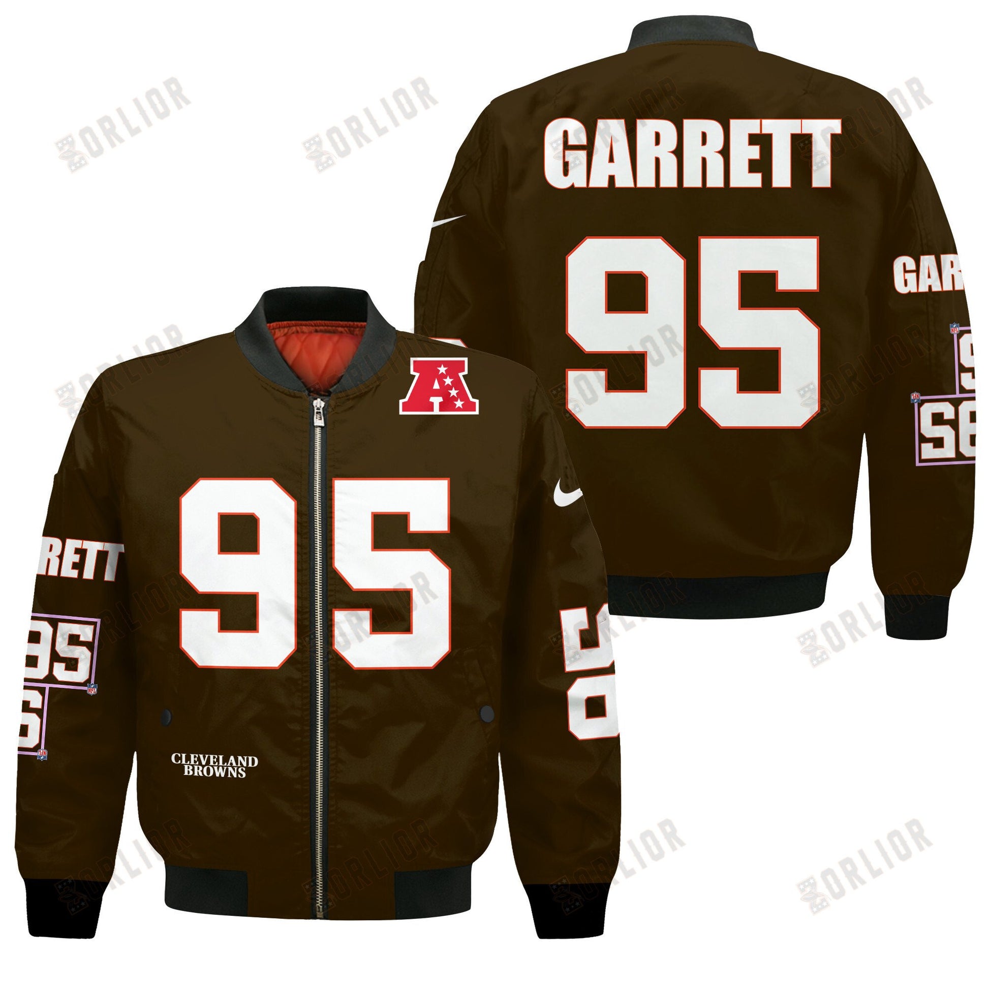 Myles Garrett #95 Cleveland Browns National Football League 2024 Unique Design Bomber Jacket