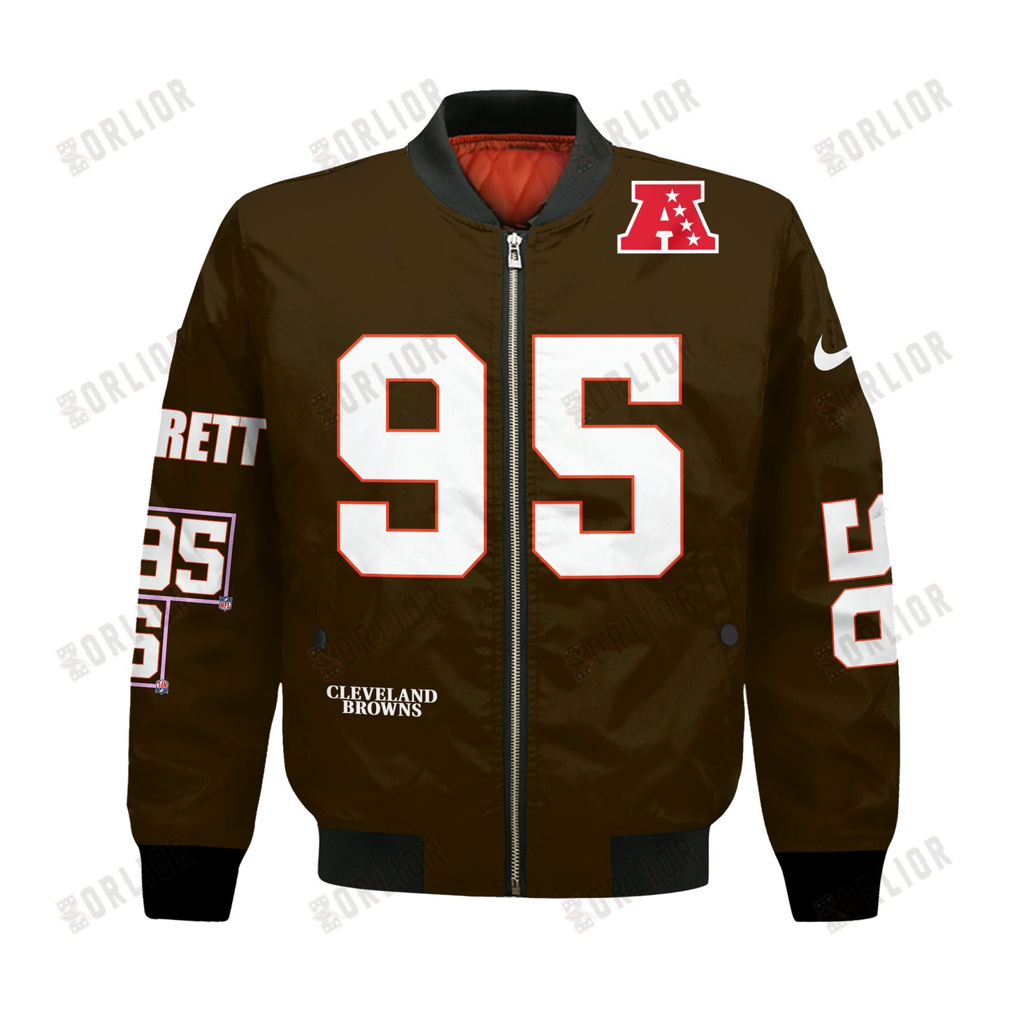 Myles Garrett #95 Cleveland Browns National Football League 2024 Unique Design Bomber Jacket