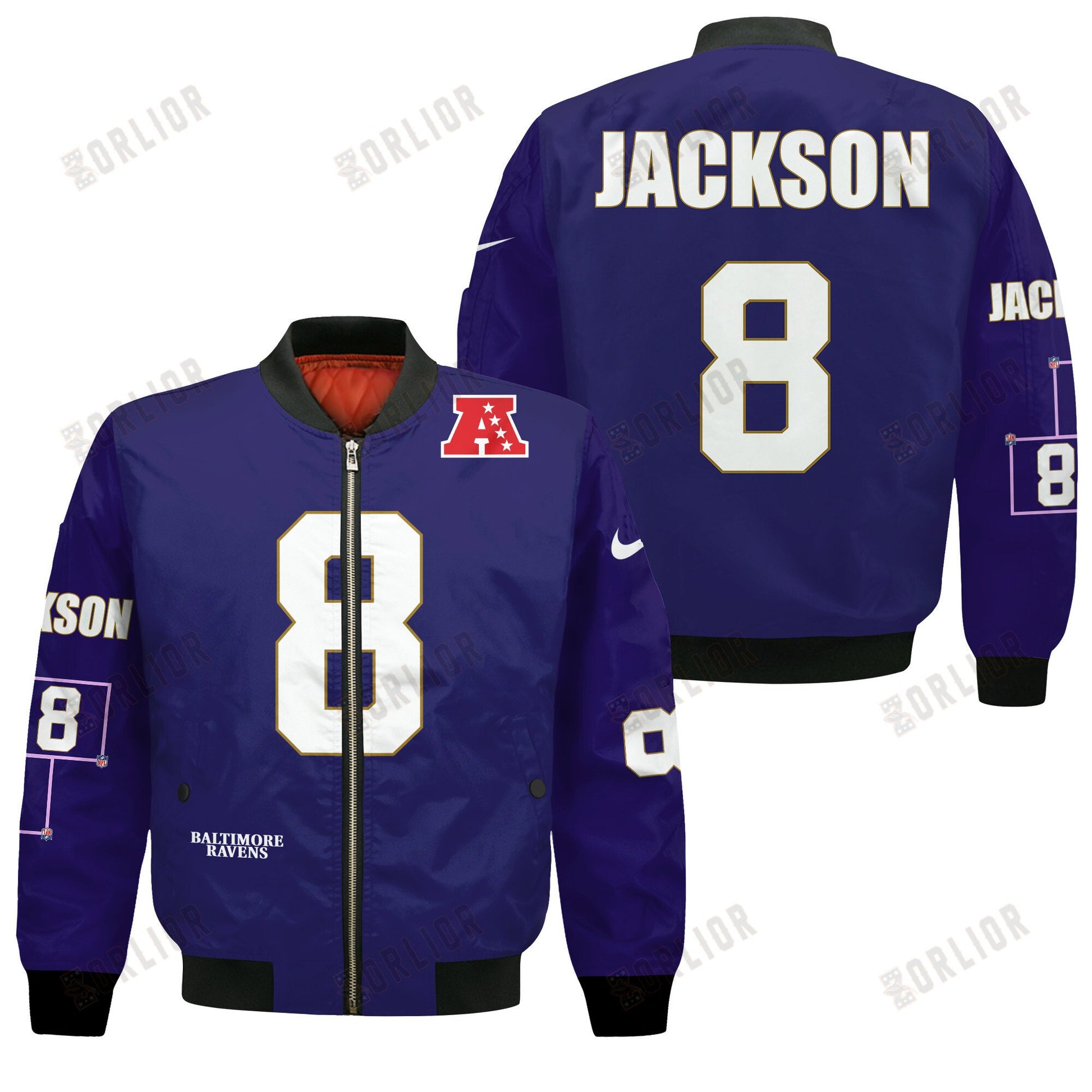 Lamar Jackson #8 Baltimore Ravens National Football League 2024 Unique Design Bomber Jacket