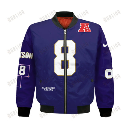 Lamar Jackson #8 Baltimore Ravens National Football League 2024 Unique Design Bomber Jacket