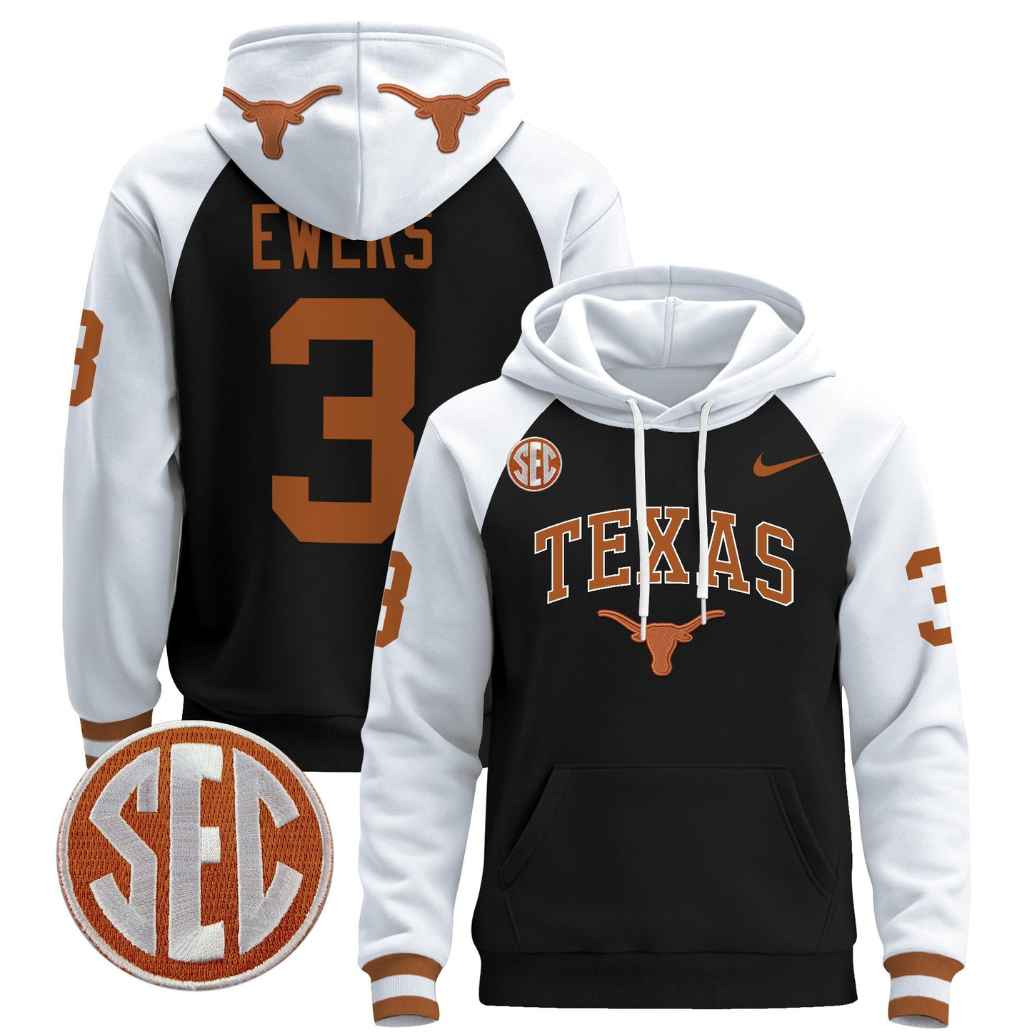 Texas Longhorns 2024 Pullover Hoodie V3 - All Stitched