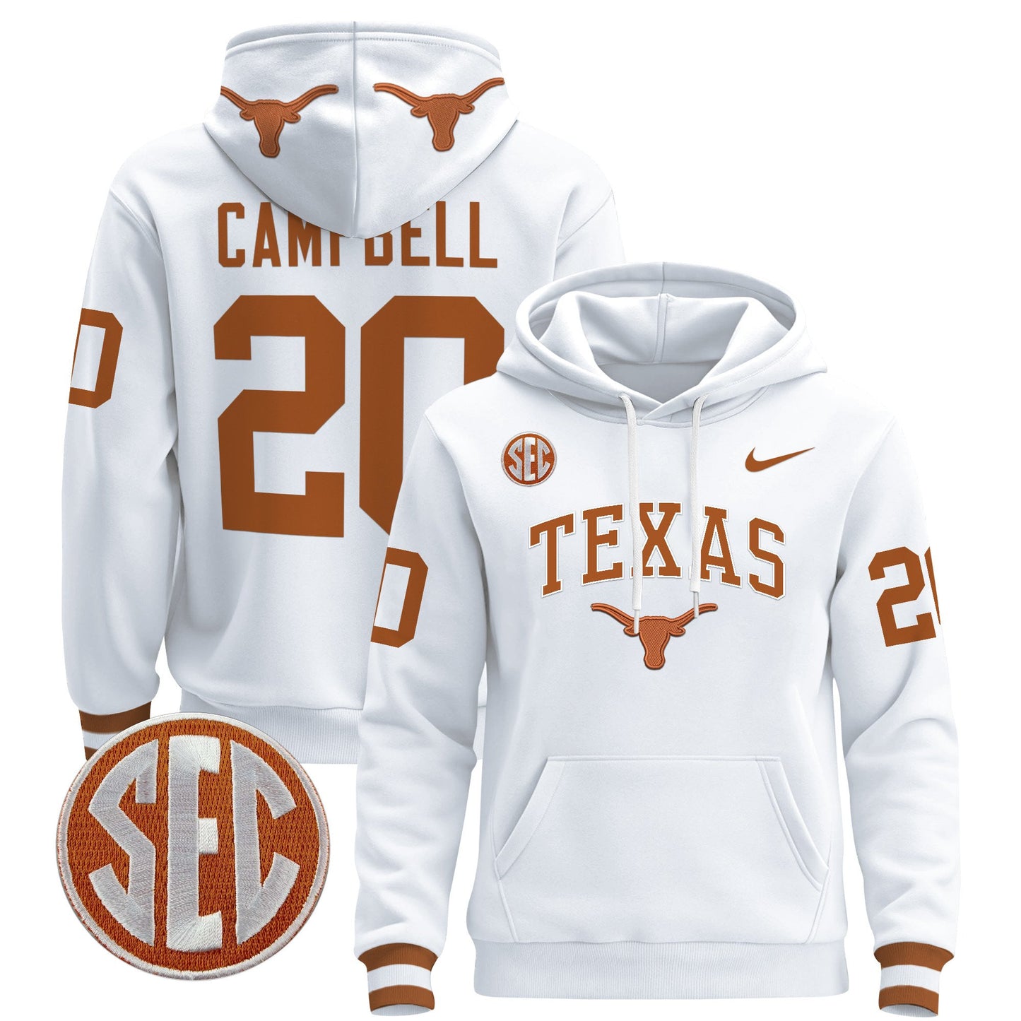 Texas Longhorns 2024 Pullover Hoodie V3 - All Stitched