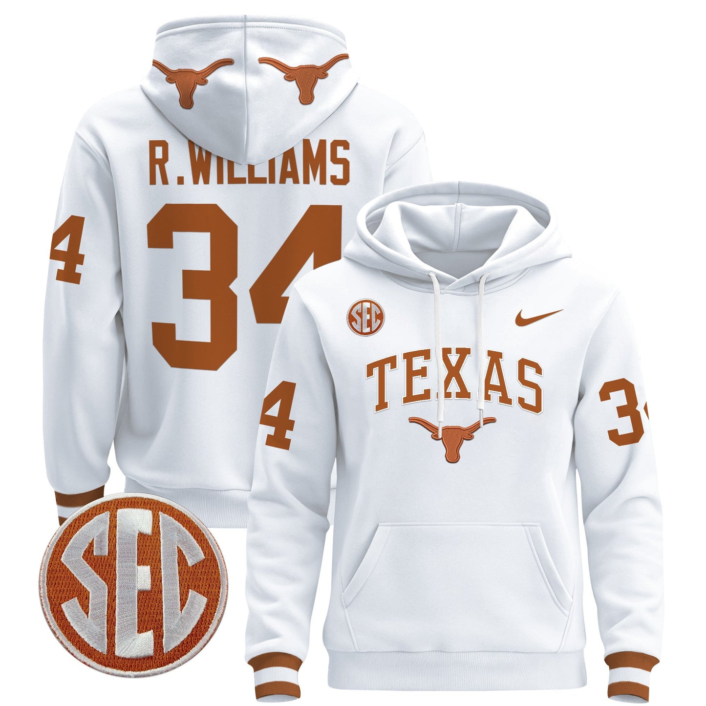 Texas Longhorns 2024 Pullover Hoodie V3 - All Stitched