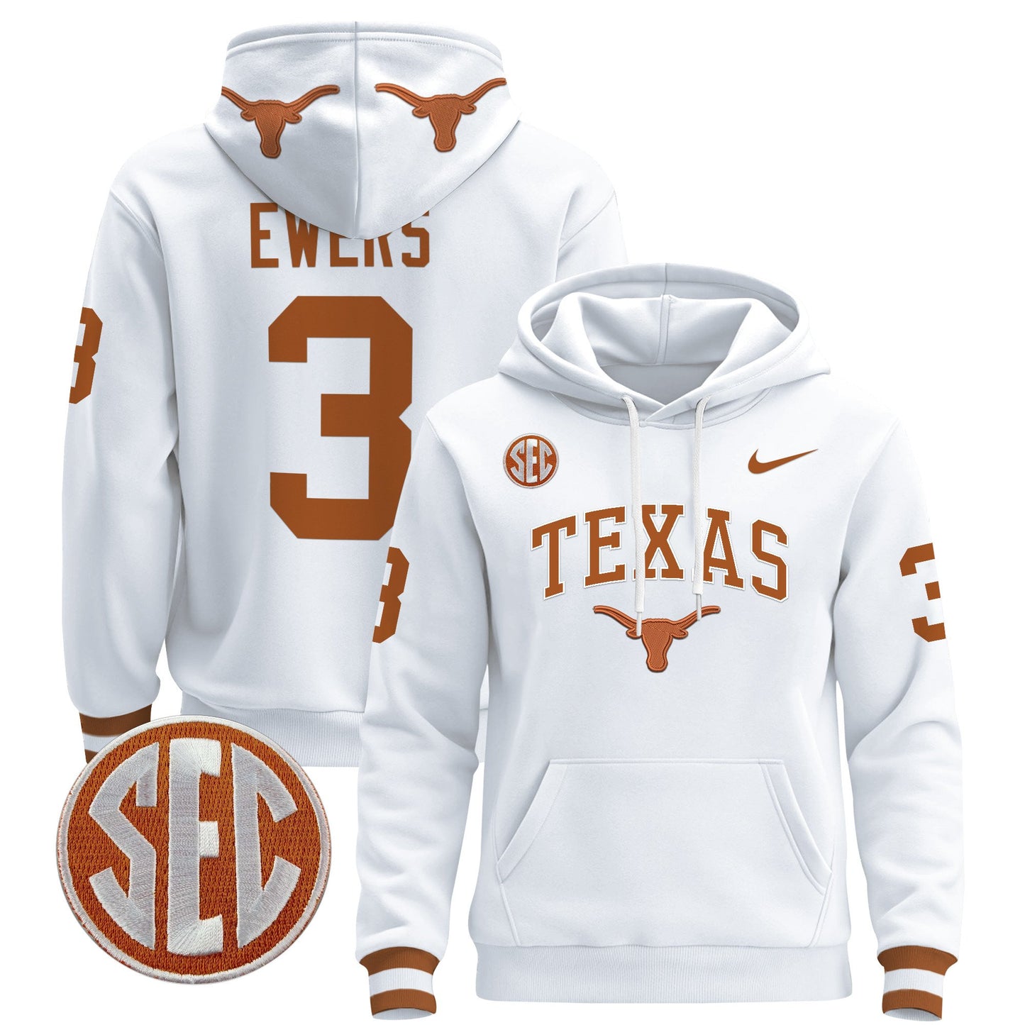 Texas Longhorns 2024 Pullover Hoodie V3 - All Stitched