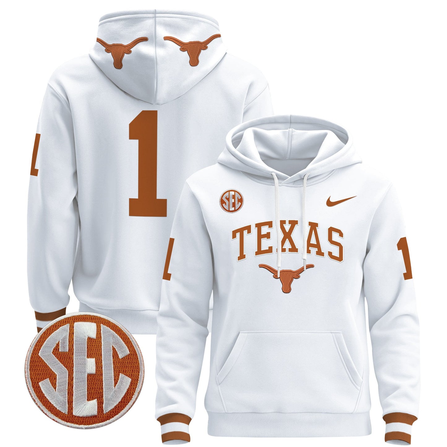 Texas Longhorns 2024 Pullover Hoodie V3 - All Stitched