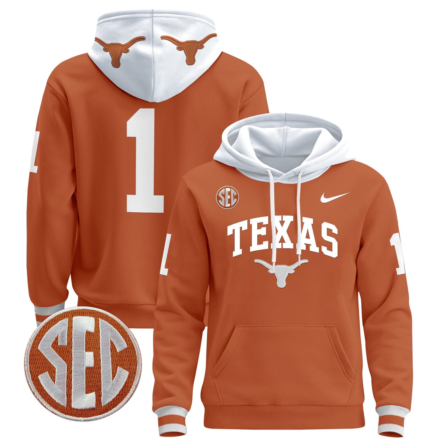 Texas Longhorns 2024 Pullover Hoodie V3 - All Stitched