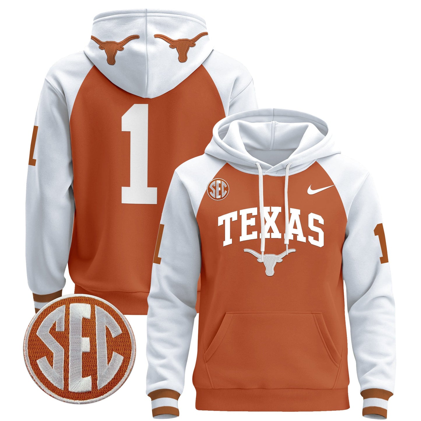 Texas Longhorns 2024 Pullover Hoodie V3 - All Stitched