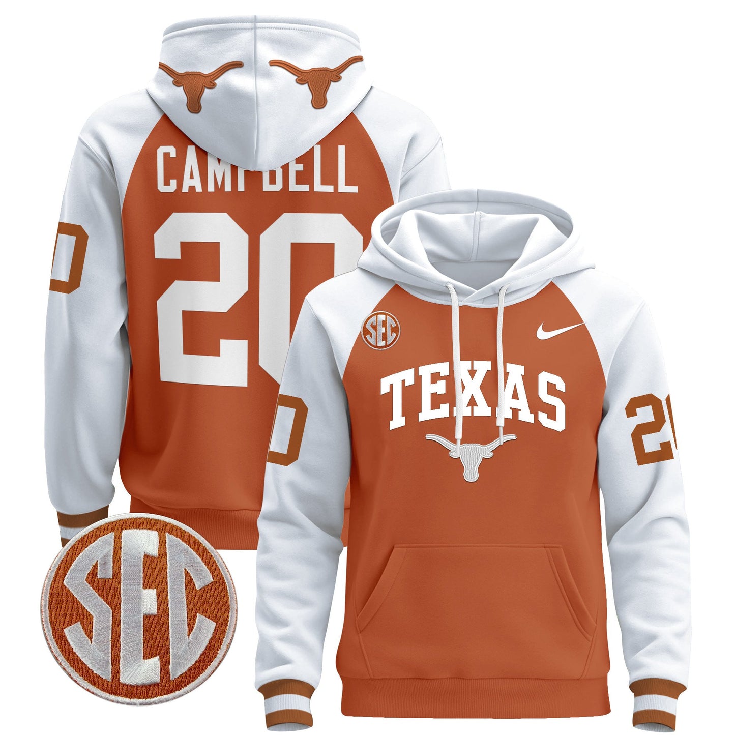 Texas Longhorns 2024 Pullover Hoodie V3 - All Stitched