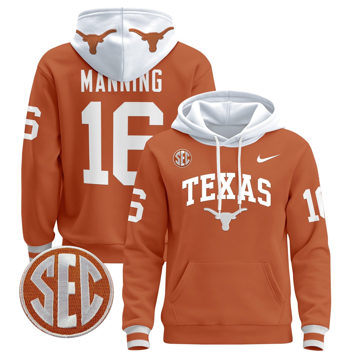 Texas Longhorns 2024 Pullover Hoodie V3 - All Stitched