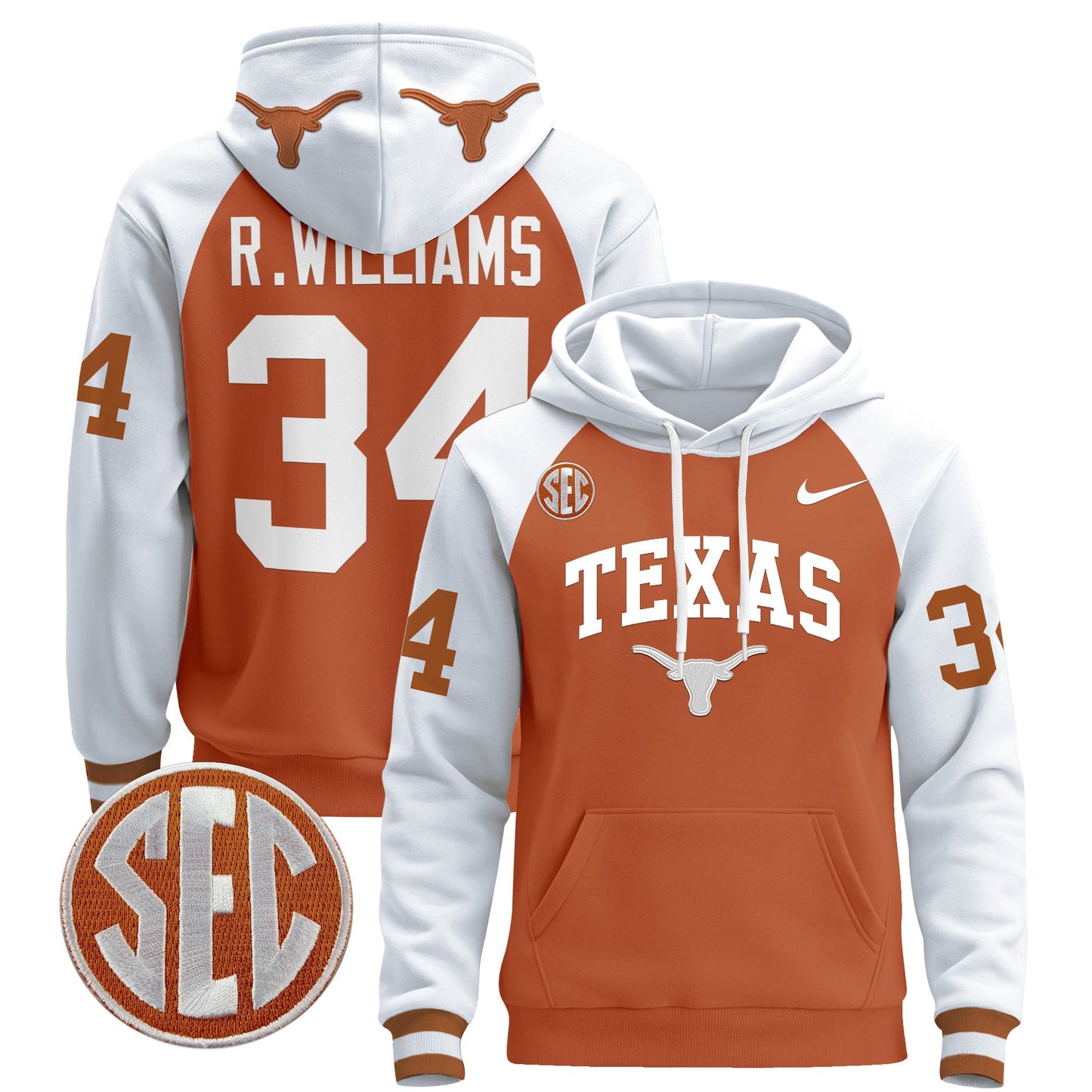 Texas Longhorns 2024 Pullover Hoodie V3 - All Stitched