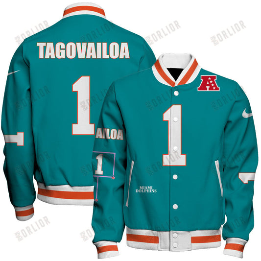Tua Tagovailoa #1 Miami Dolphins National Football League 2024 Unique Design Unisex Varsity Jacket