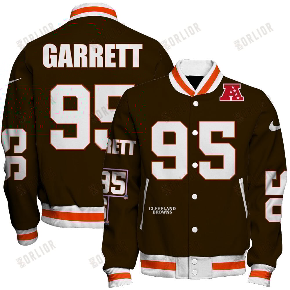 Myles Garrett #95 Cleveland Browns National Football League 2024 Unique Design Unisex Varsity Jacket