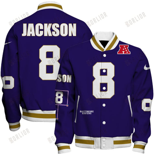 Lamar Jackson #8 Baltimore Ravens National Football League 2024 Unique Design Unisex Varsity Jacket