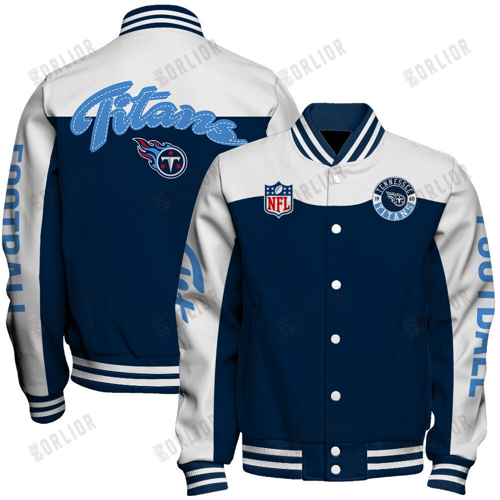 Tennessee Titans National Football League 2024 Face Any Weather Unisex Varsity Jacket
