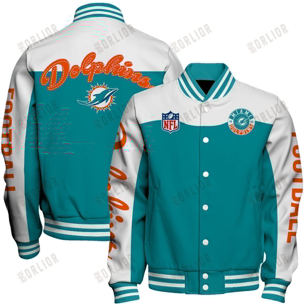Miami Dolphins National Football League 2024 Face Any Weather Unisex Varsity Jacket