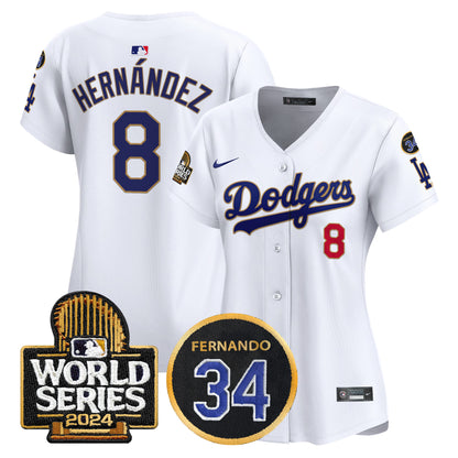 Women's Dodgers Fernando Memorial & 2024 World Series Patch Vapor Premier Limited Jersey - All Stitched