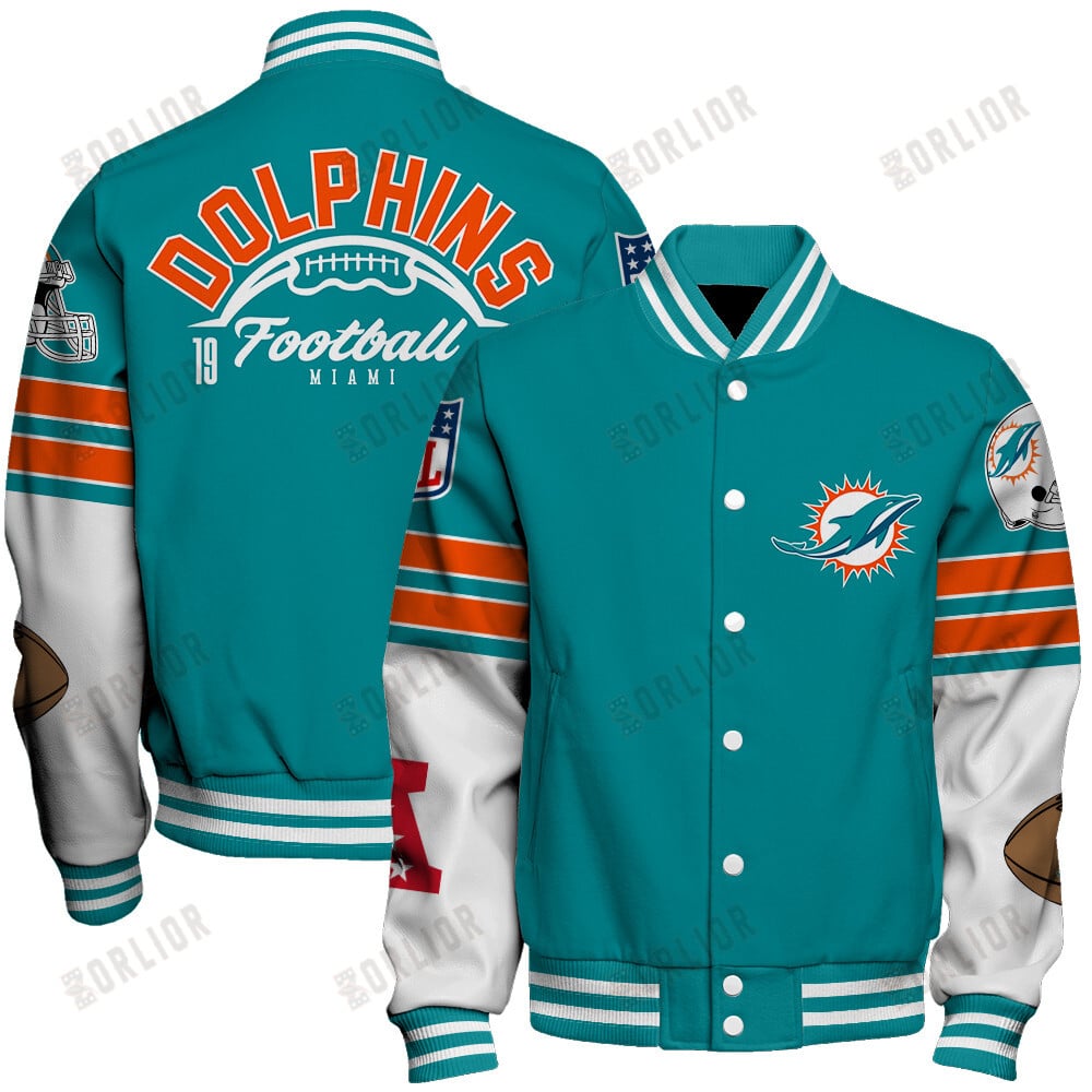 Miami Dolphins National Football League 2024 Feel The Power Unisex Varsity Jacket