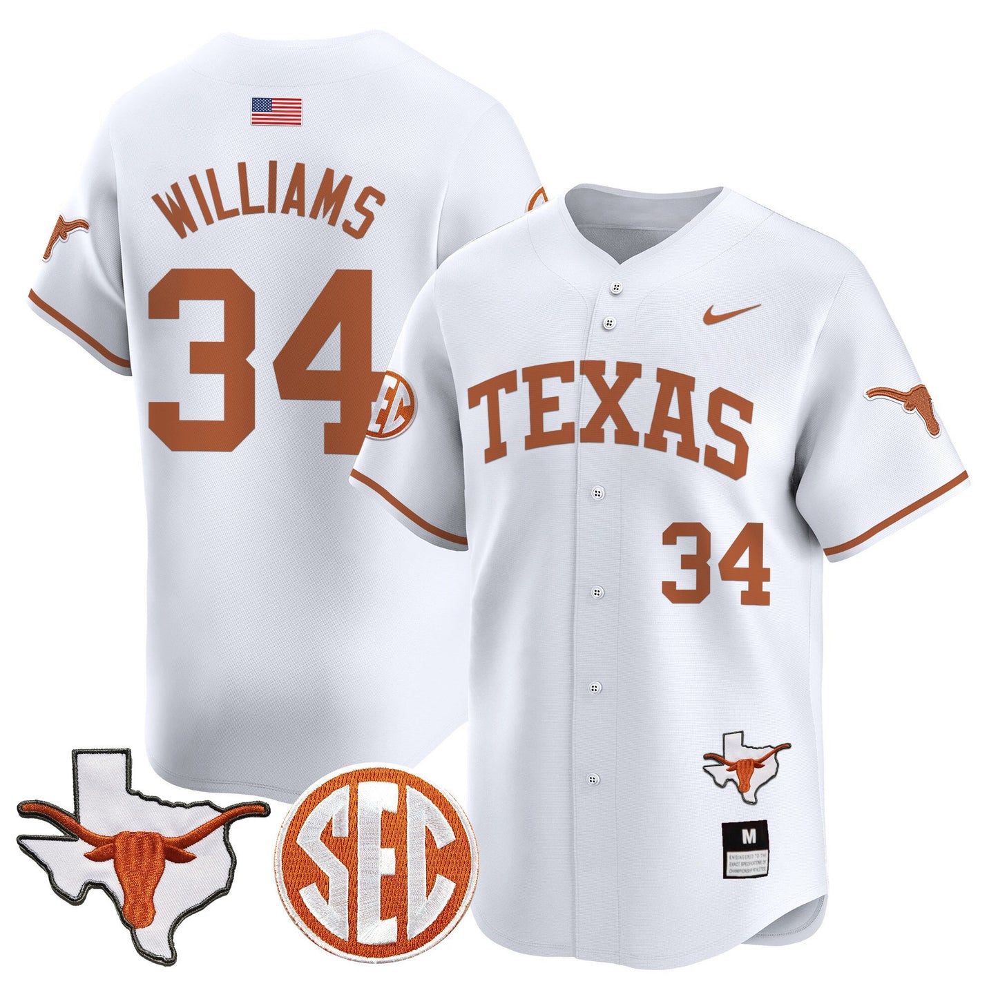 Texas Longhorns 2024 Vapor Premier Baseball Jersey - All Stitched