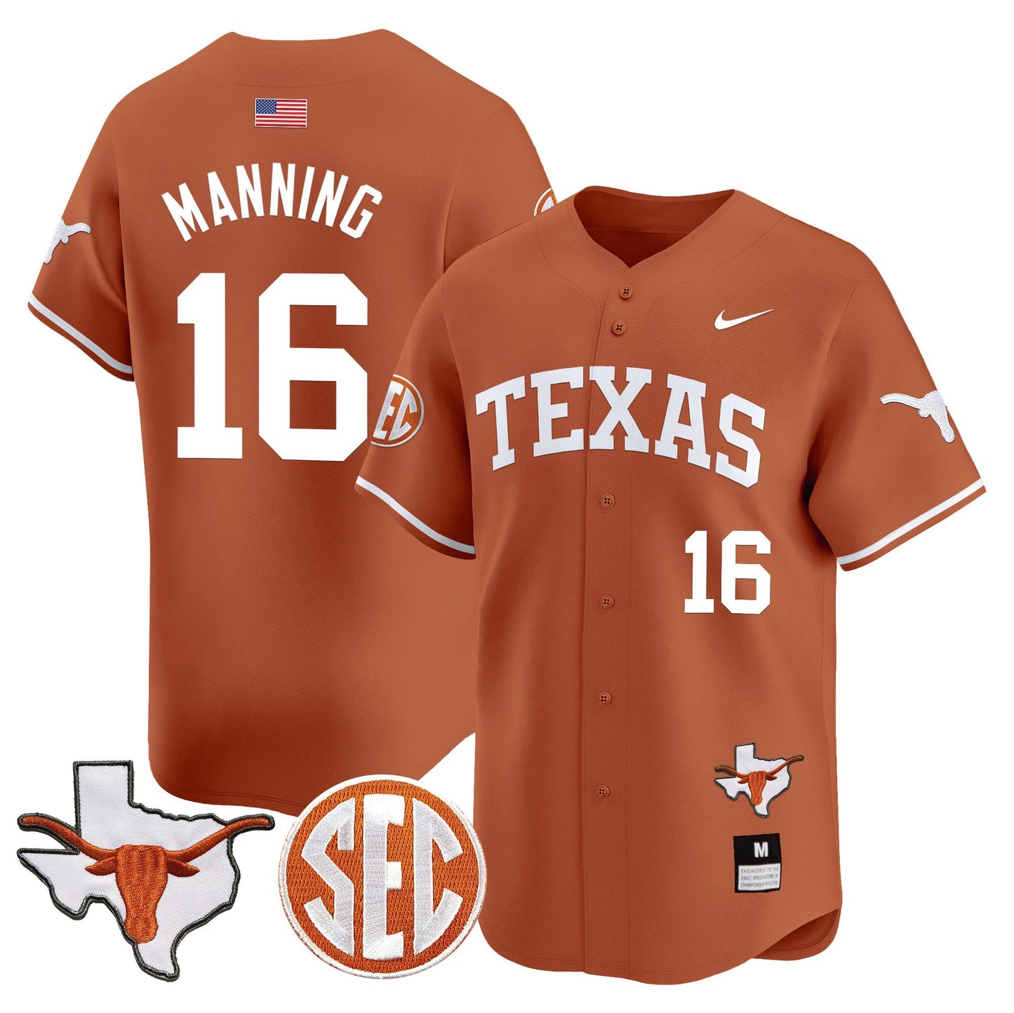 Texas Longhorns 2024 Vapor Premier Baseball Jersey - All Stitched