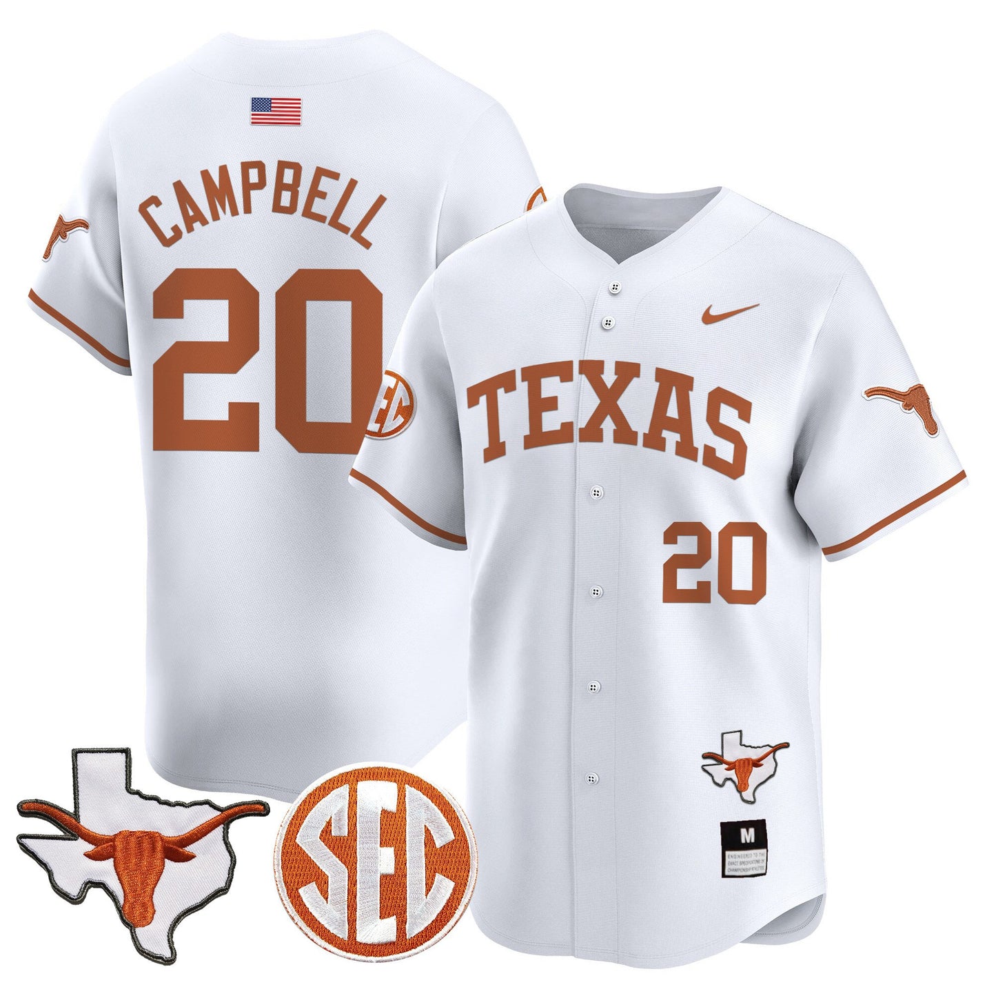 Texas Longhorns 2024 Vapor Premier Baseball Jersey - All Stitched