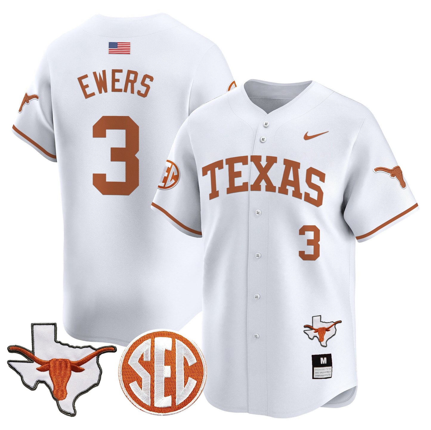 Texas Longhorns 2024 Vapor Premier Baseball Jersey - All Stitched